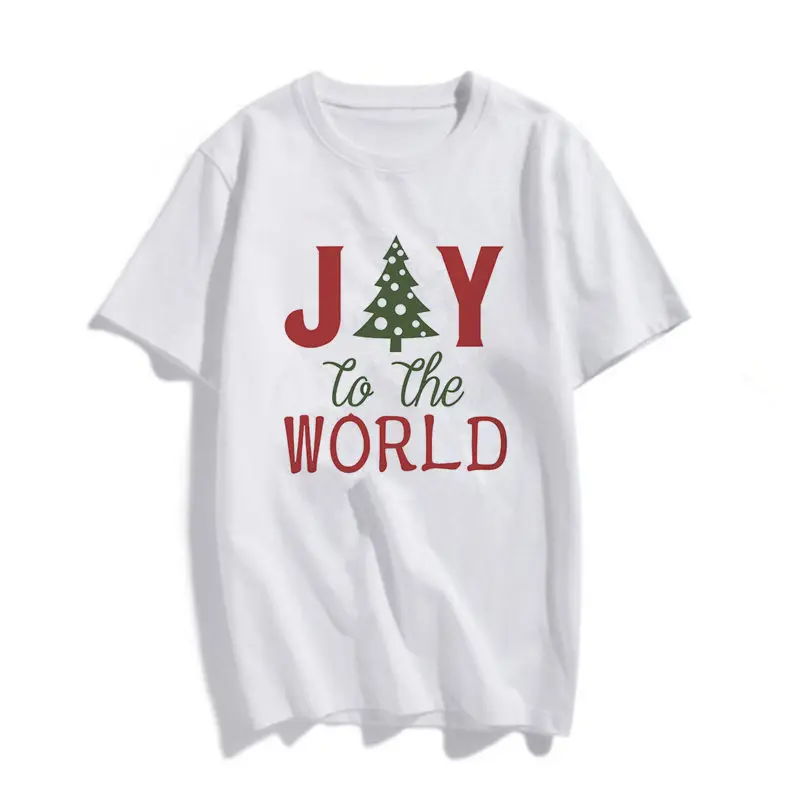 

Christmas Pattern T shirt Women 100% Cotton Letter Shirt Summer O-Neck Short Sleeve T-shirt Fashion Casual White Woman t shirts