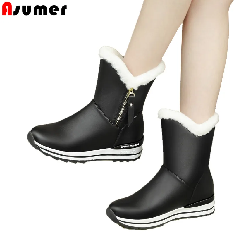 Женские ботильоны на молнии ASUMER теплые хлопковые ботинки для родителей и детей
