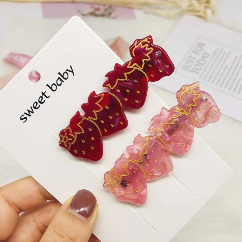 

1PC New Arrivals Girls Fruit Strawberry Hairpin Shiny Red Pink Barrettes Sweet Hair Clips for Women Hair Accessories Headwear