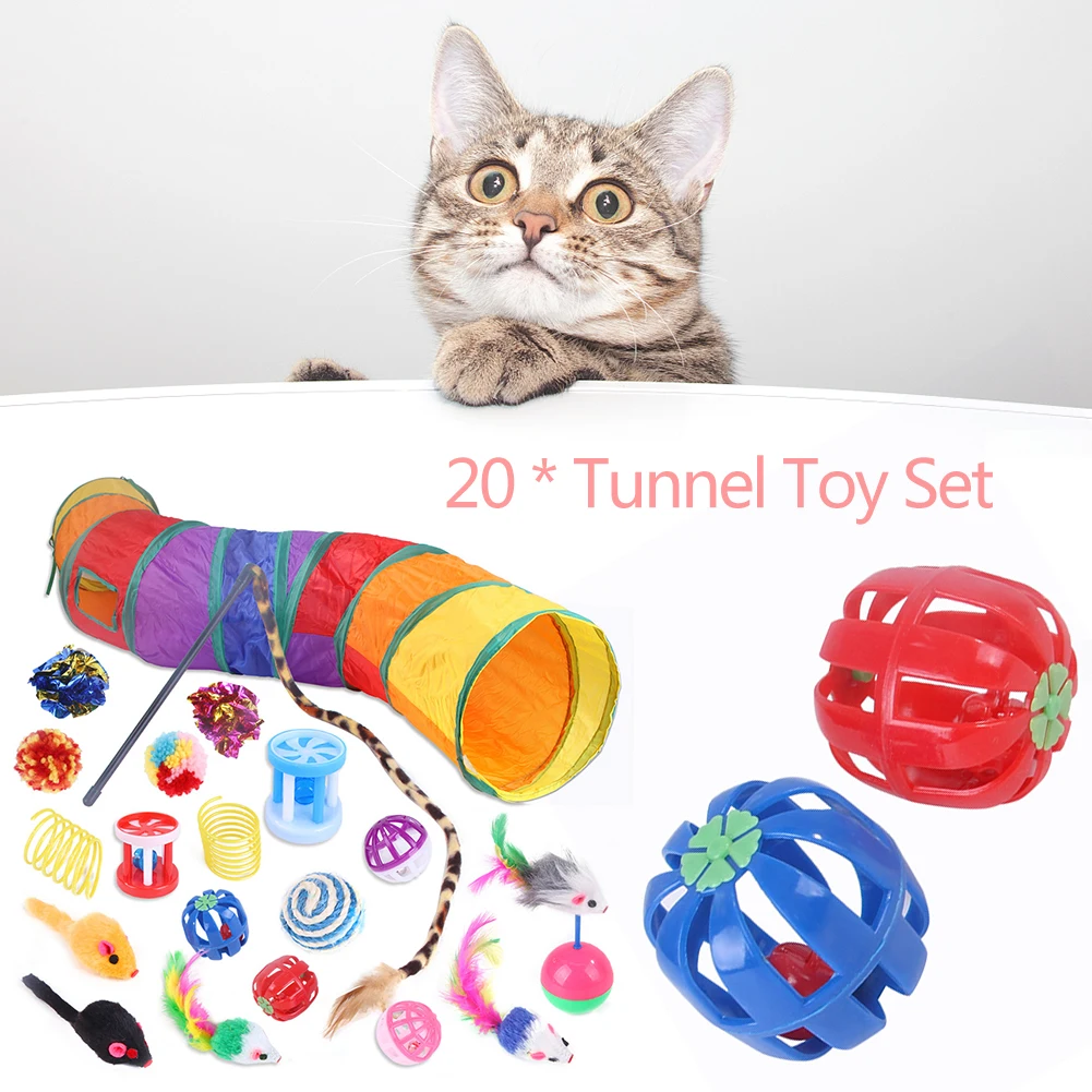 20 шт. набор игрушек для кошек туннелей волшебная палочка шариков котят игрушки