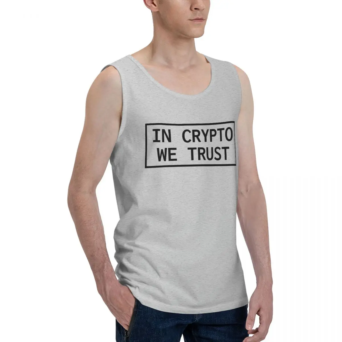 

In Crypto We Trust Men's Tank Top Shirt Crypto Vest Men set Geeky Top Quality Sleeveless Garment