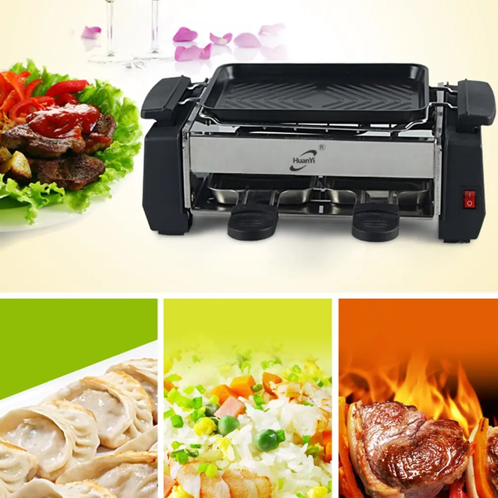 Электрический домашний гриль для барбекю съемный антипригарный бездымный легко