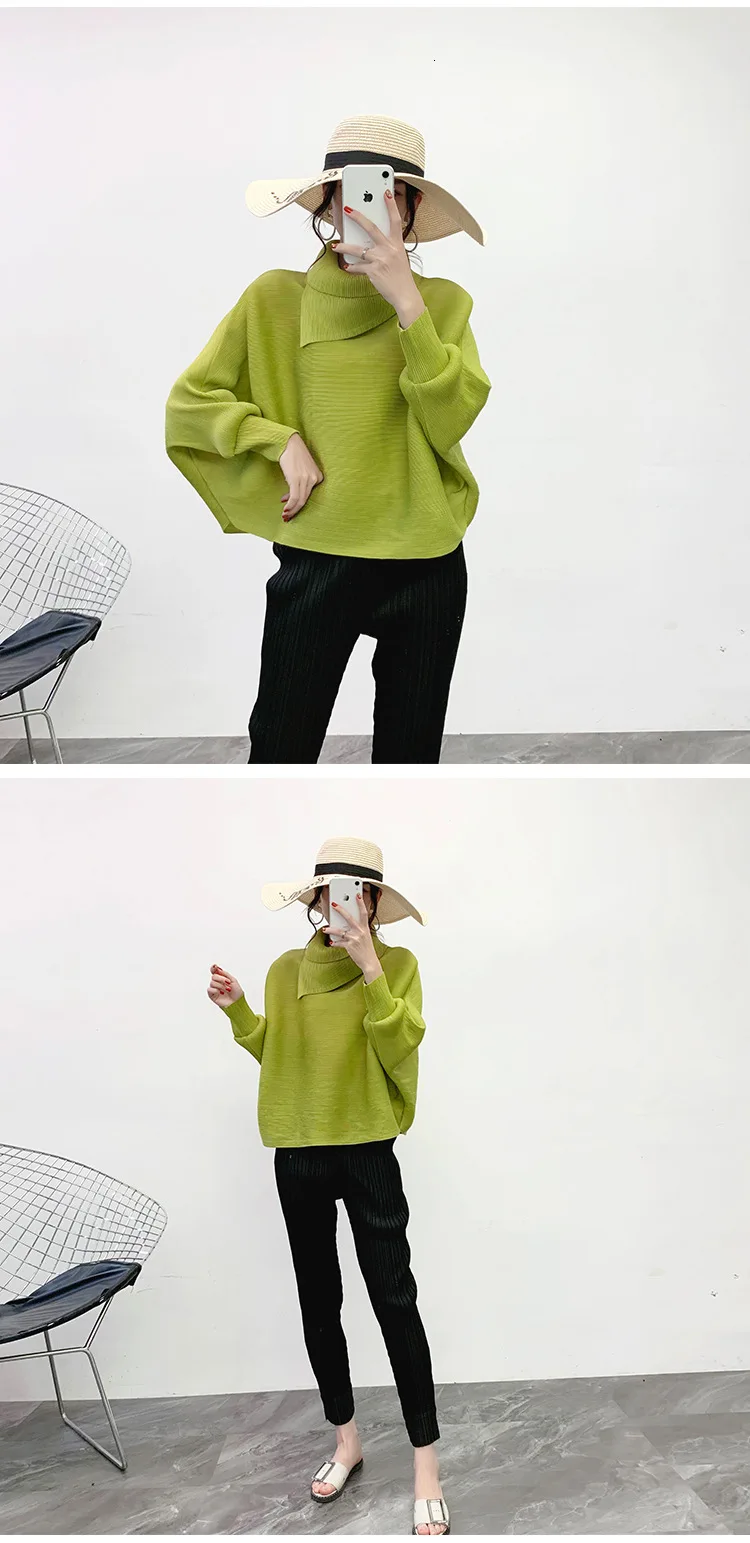 LANMREM New Scarf Collar Batwing Sleeves Pullover Twice Pleated Thickness Loose Autumn And Winter Sweatshirt WJ74304