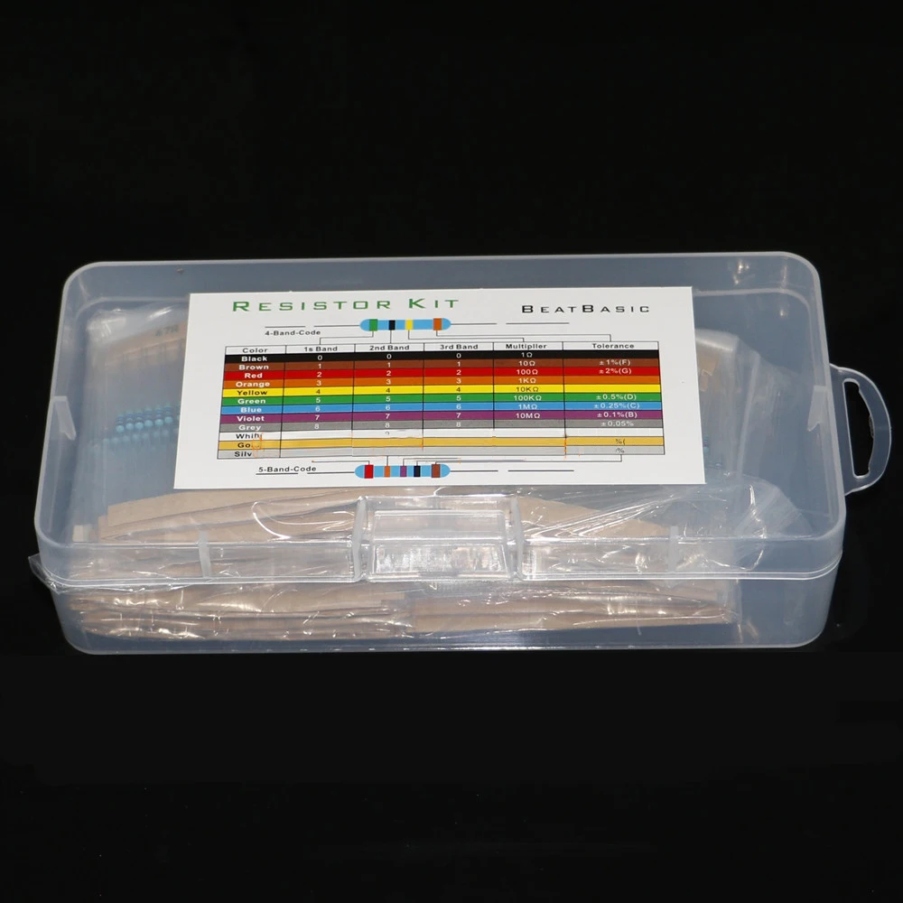 

1140pcs/lot 38Values* 30pcs 1% 1/4 W Resistor Kit Pack Set Diy Metal Film Resistor Use Colored Ring Resistance (0.1ohms~1M ohm)