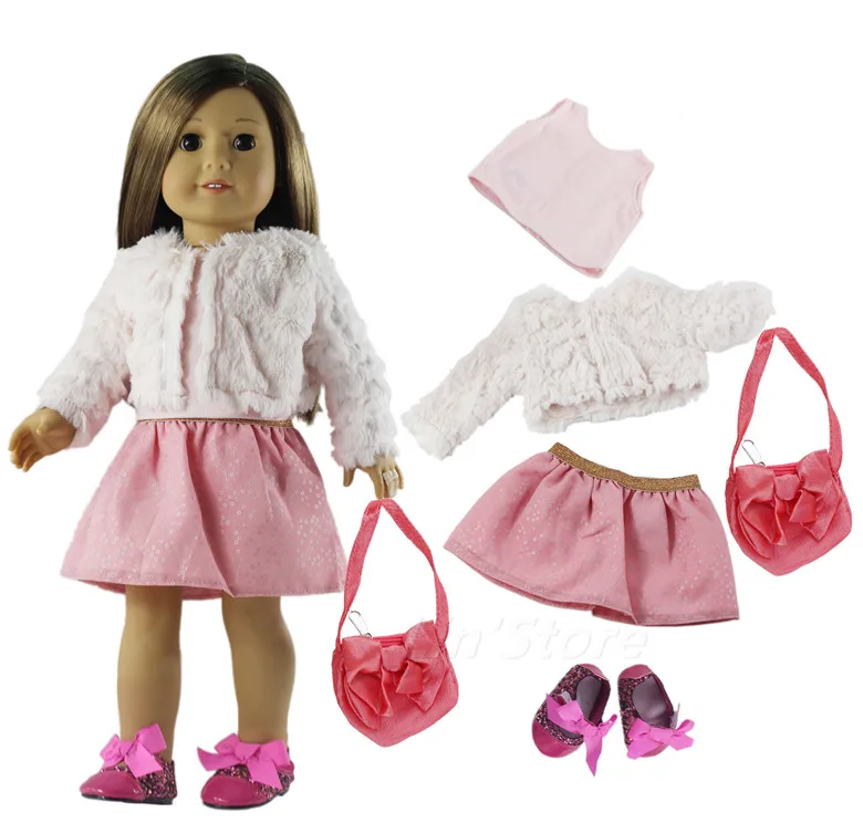 6 шт./комплект Одежда для кукол наряд пиджак жилет юбка сумка очки и обувь 18 дюймов