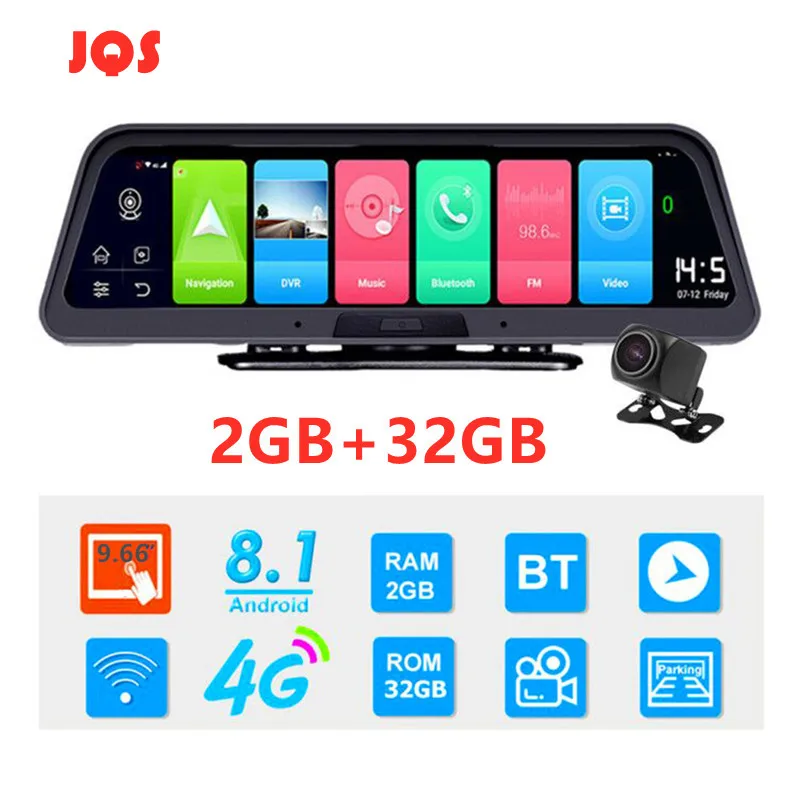 Зеркало видеорегистратор 10 дюймов Android 8 1 2 Гб + 32 ГБ ADAS 4G Wi Fi GPS Bluetooth Full HD