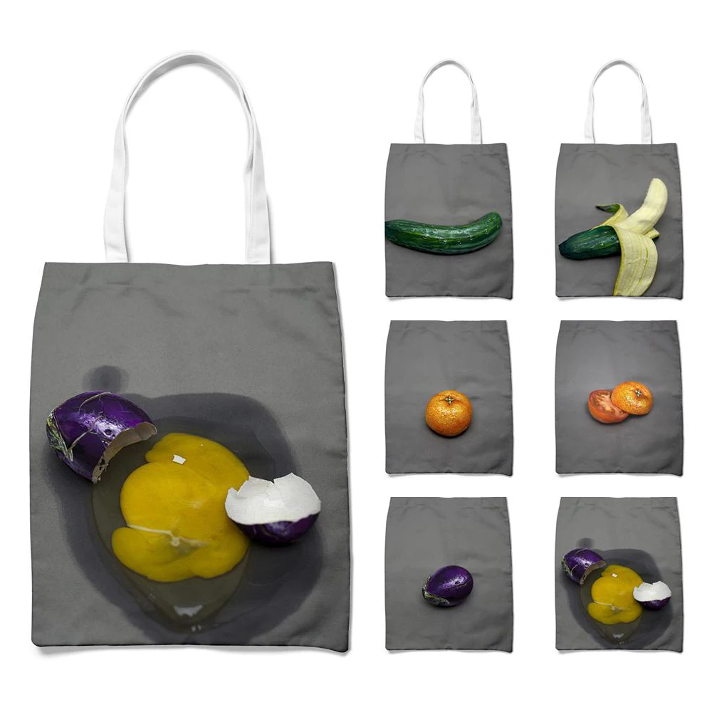 

Shopping Bags Tote Women Reusable Grocery Case Fruits Vegetables Oil Painting Eco Washable Female Shoulder Bag Pouch Shopper Bag
