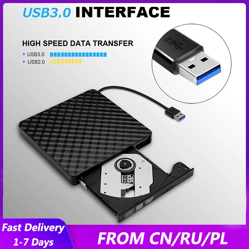 

USB 3.0 External DVD Burner Writer Recorder DVD RW CD Writer Portable Optical Drive Burner Reader Player Tray For PC Laptop