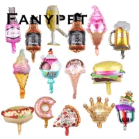 50pcs mini wine bottle foil balloons ice cream pizza donut beer whisky shape style globals kids birthday party decor supplies