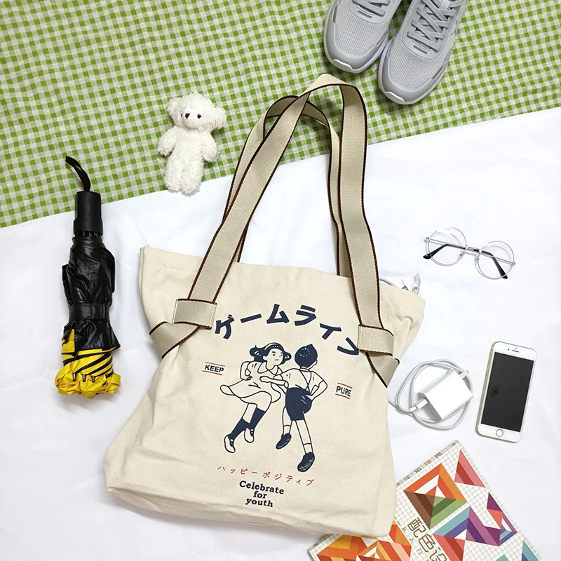 

Colla Women Canvas Zipper Shoulder Bag Ladies Casual Soft Cloth Female Shopping Handbag Large Capacity Books Bag for Young Girl
