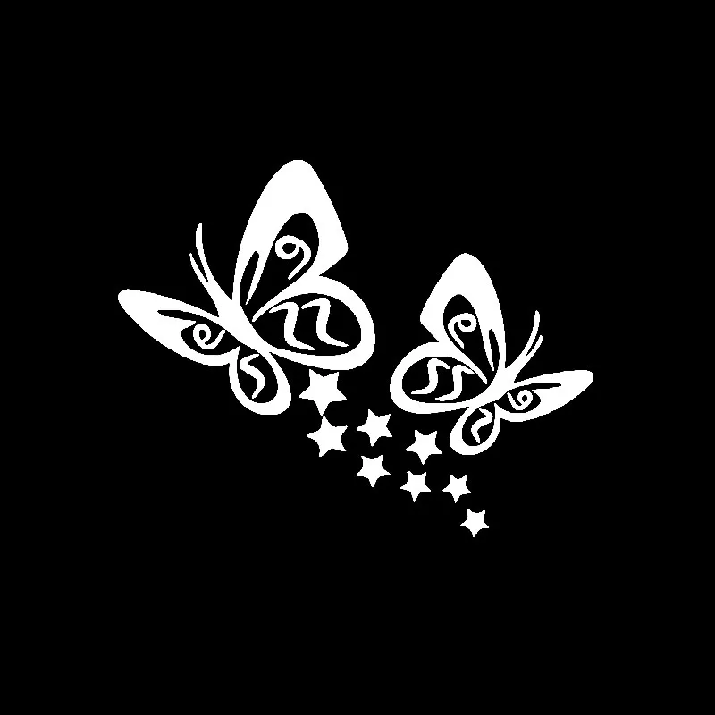 

Butterfly and Stars Vinyl Car Sticker Creative Decals Waterproof Sunscreen Decoration Accessories Black/white,14cm*11cm