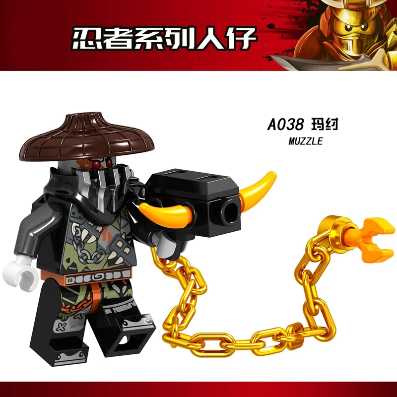 A038 Ниндзя фильм Figuras фигурки Kai, jay, Cole, Nya Lloyd мастер Ву самурая X ниндзя комплект строительных блоков, Детские кубики Фигурки игрушки для детей подарок - Цвет: A038