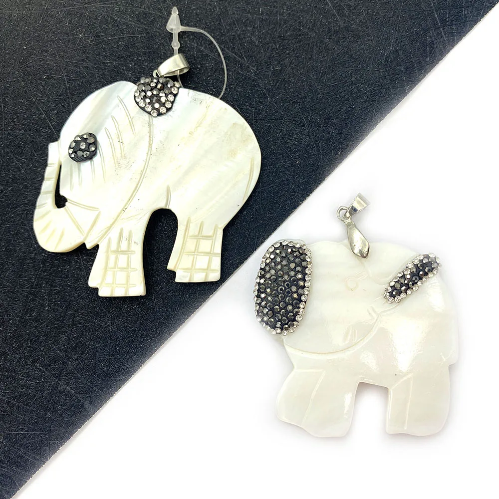 

Natural Shell Pendant Elephant Shape White Mother-of-pearl Exquisite Pendant Used To Make Jewelry DIY Necklace Accessories