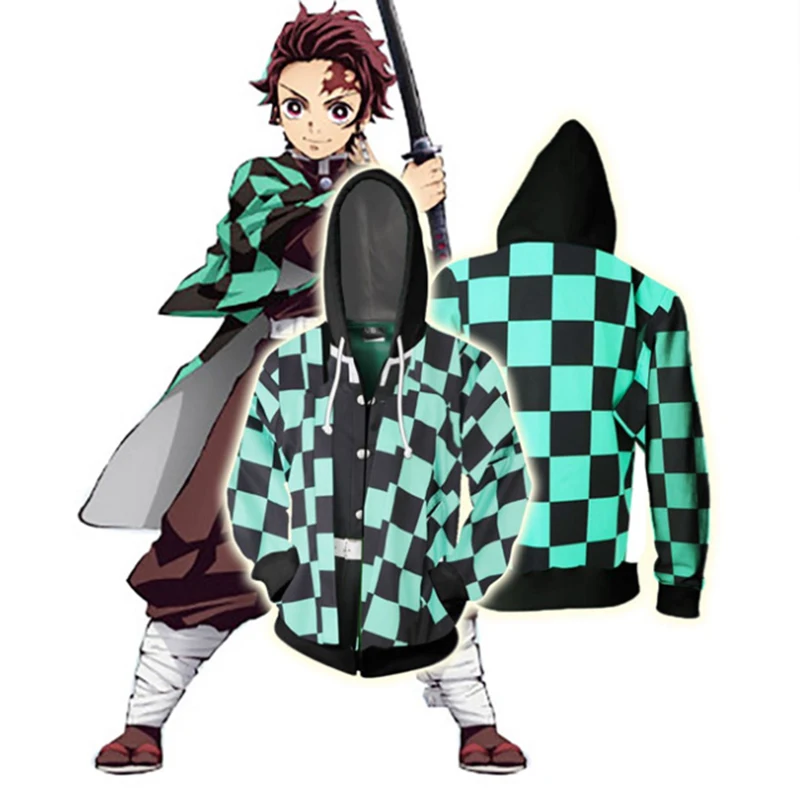 

New Demon Slayer Kimetsu no Yaiba hooded Sweatshirt 3D Printed Hoodies Men Casual Tanjirou Sweatshirt Jacket
