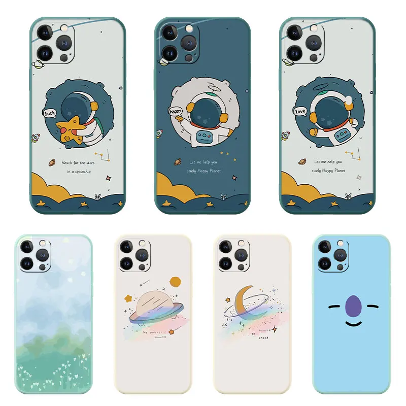 

For Apple Iphone 13 Pro Max Case Popular Original Liquid Silicone Cartoon Back Cover Camera All-Inclusive NOHON Design
