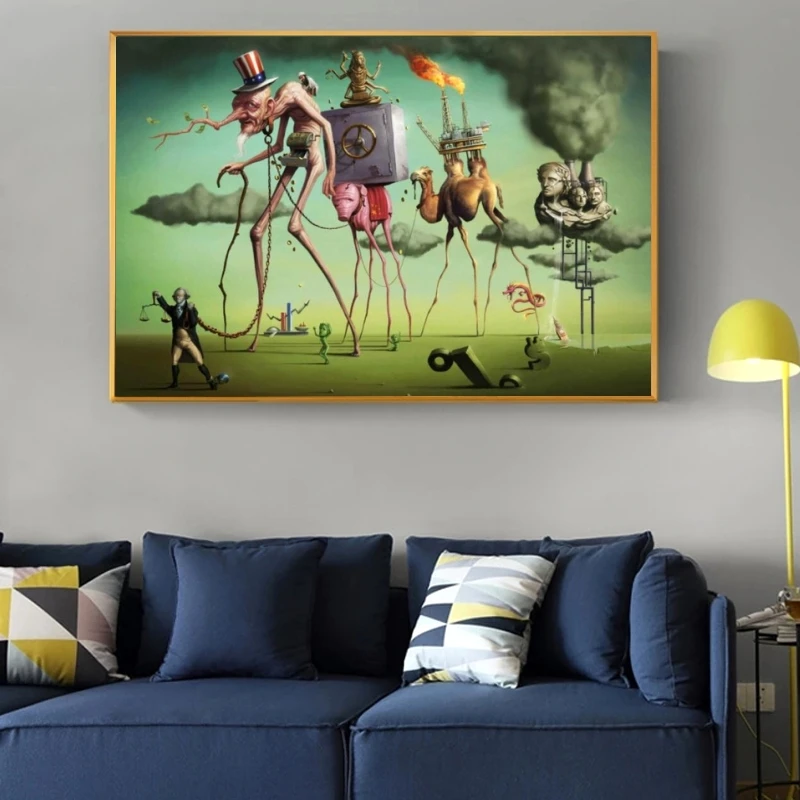 

"The American Dream" Abstract Oil Paintings By Salvador Dali Canvas Posters Famous Artwork Reproduction Wall Art Cuadro Pictures