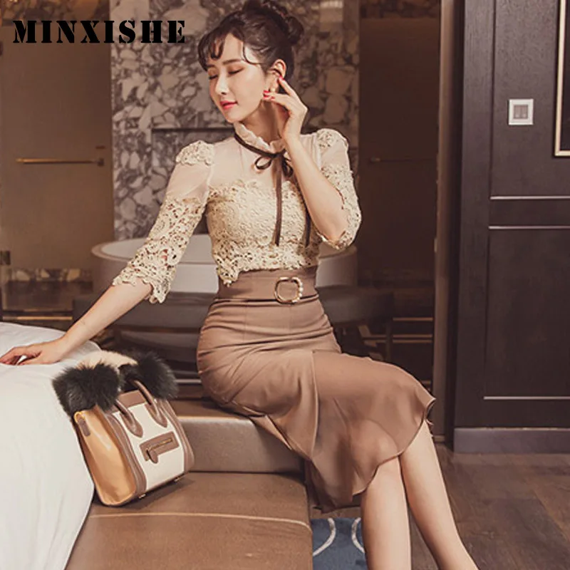 2020 весенние кружевные лоскутные женский комплект 2 шт. для подиума прозрачные