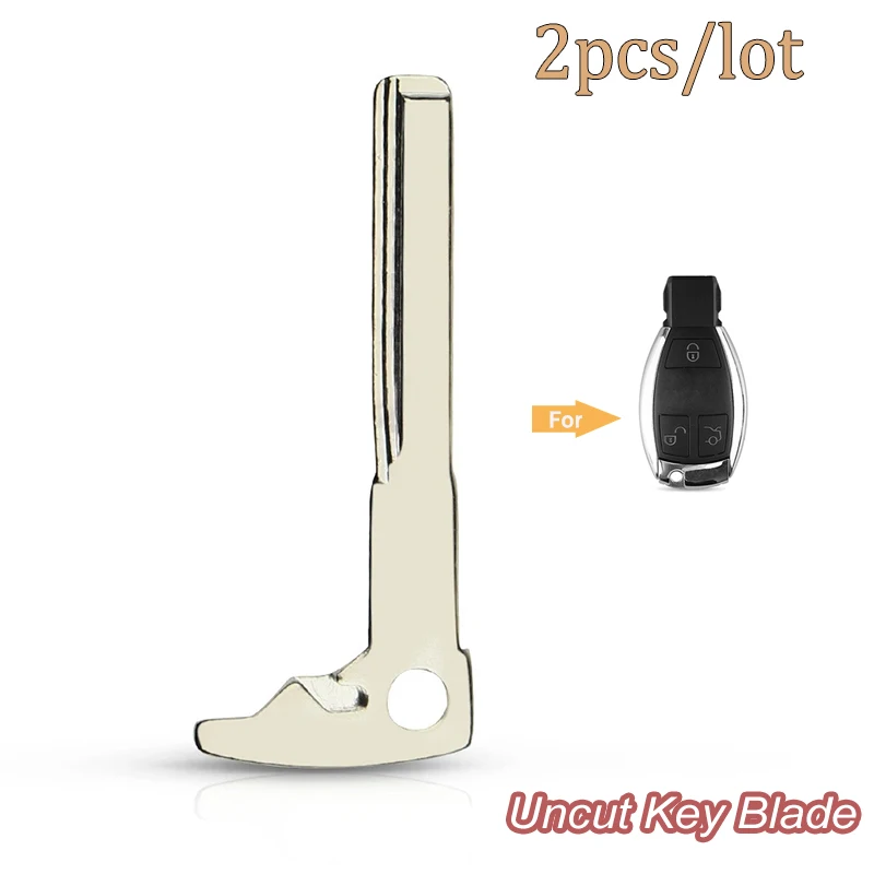 

KEYECU 2x Replacement Smart Key Blank For Mercedes Benz 2008 A E S G CLK SLK ML Class W220 Smart Chrome Uncut Key Blade Insert