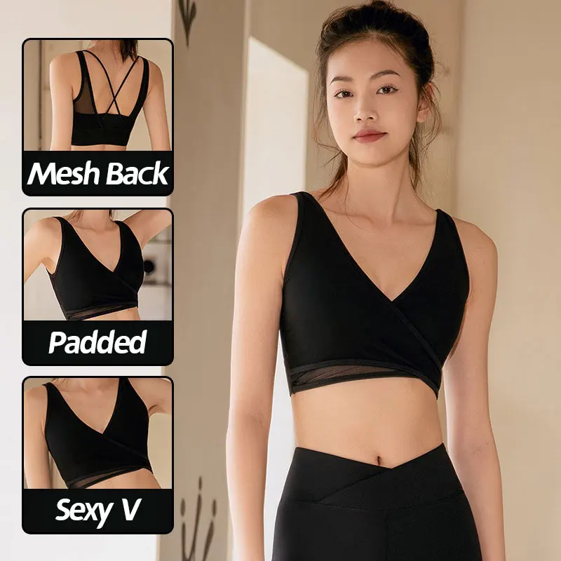 

Сетчатый спортивный бюстгальтер для женщин, спортивные бюстгальтеры с высокими ударными лямками для фитнеса с накладками для груди, бюстга...