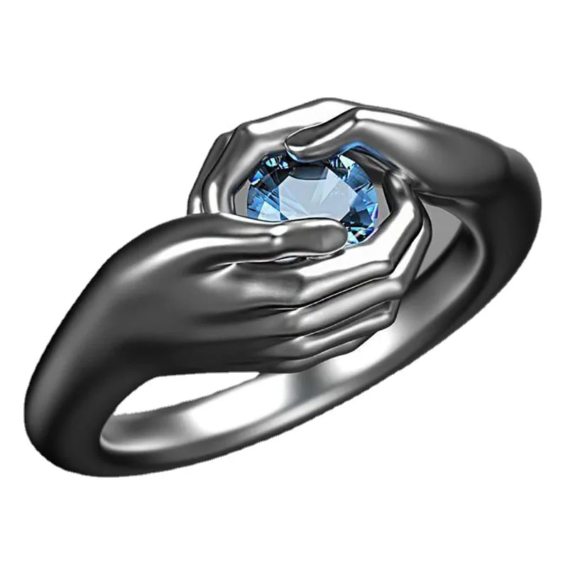 Кольцо женское мужское с кристаллами для обнимания пар | Украшения и аксессуары