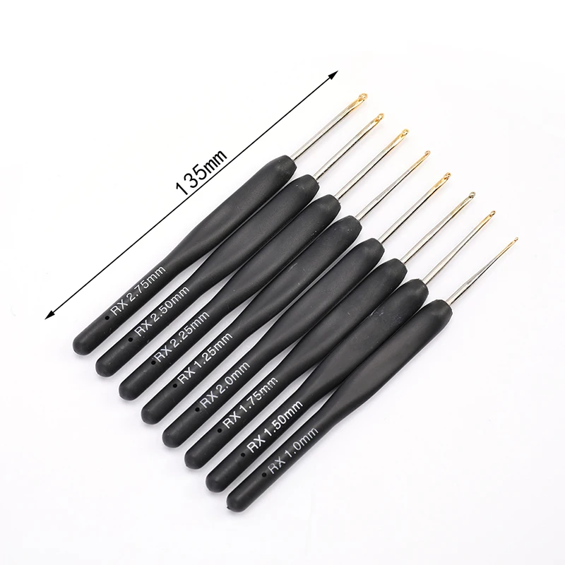 

8Pcs Black Knitting Needles Plastic Handle Crochet Hooks For Knit DIY Craft Loom Tool Weaving Kit Braid