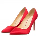 Туфли-лодочки женские атласные, на тонком высоком каблуке, D051A