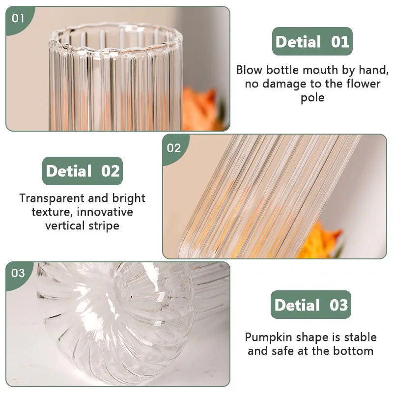 

New Nordic Glass Vase Home Small Hydroponic Plant Glass Bottle Living Room Decor Dried Flower Decoration Transparent Flower Vase