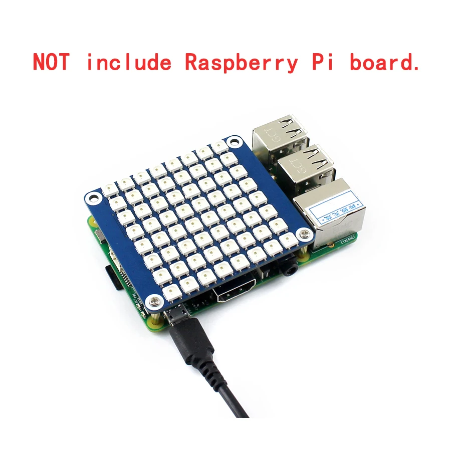 

8X8 RGB LED Matrix Display Module HAT for RPI 0 Raspberry Pi Zero 2 W WH 2W 3A 3B Plus 3 Model B+ 4 Model B 4B Accessories