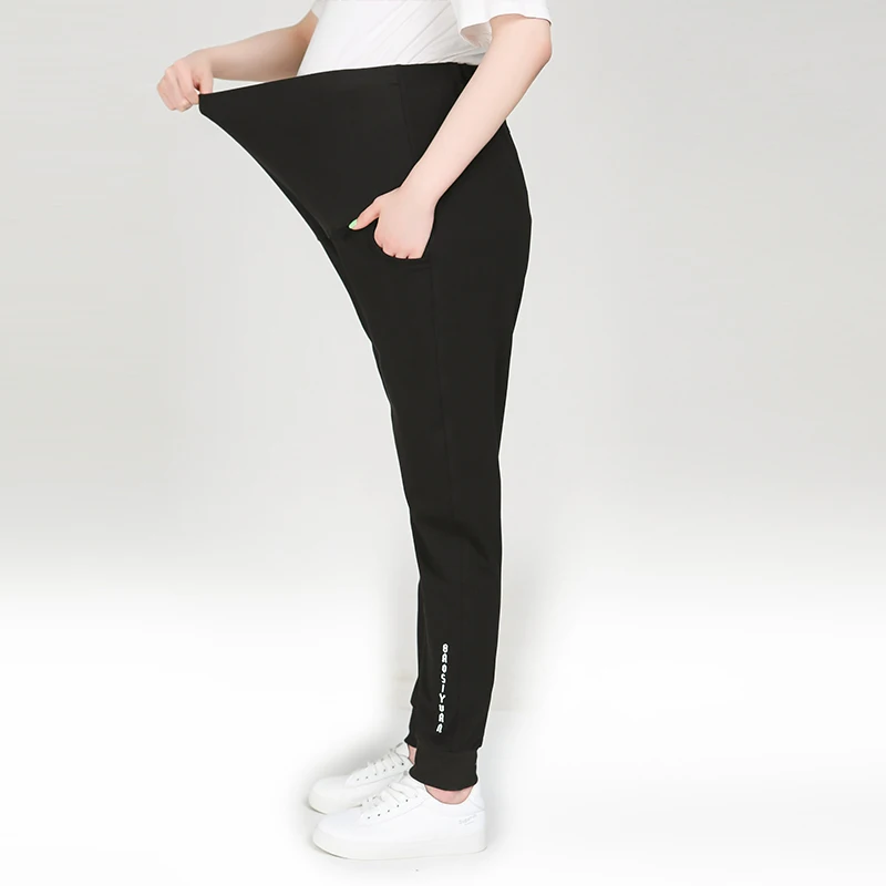 Спортивные брюки для беременных с высокой талией бархатные большого размера на