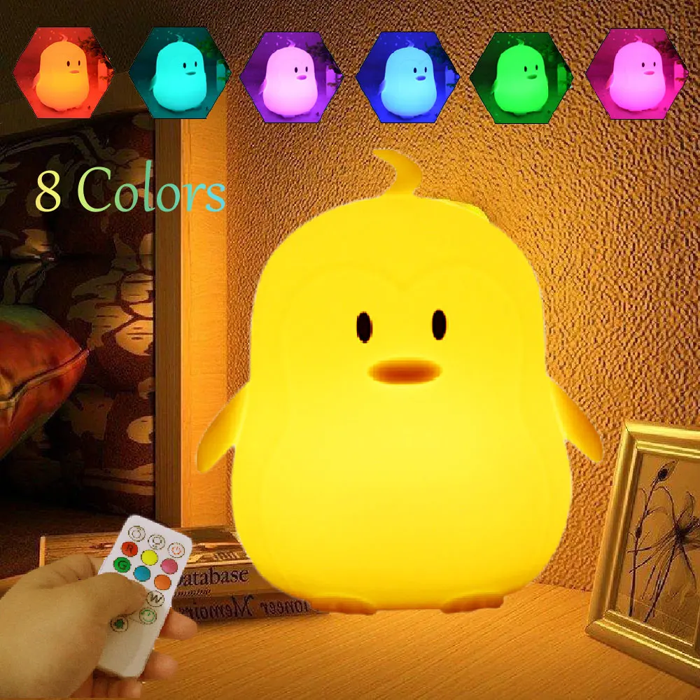 

LED Night Light Touch Sensor Remote Control Penguin Lamp Silicone Lamp for Children Baby Gift Night Light Led