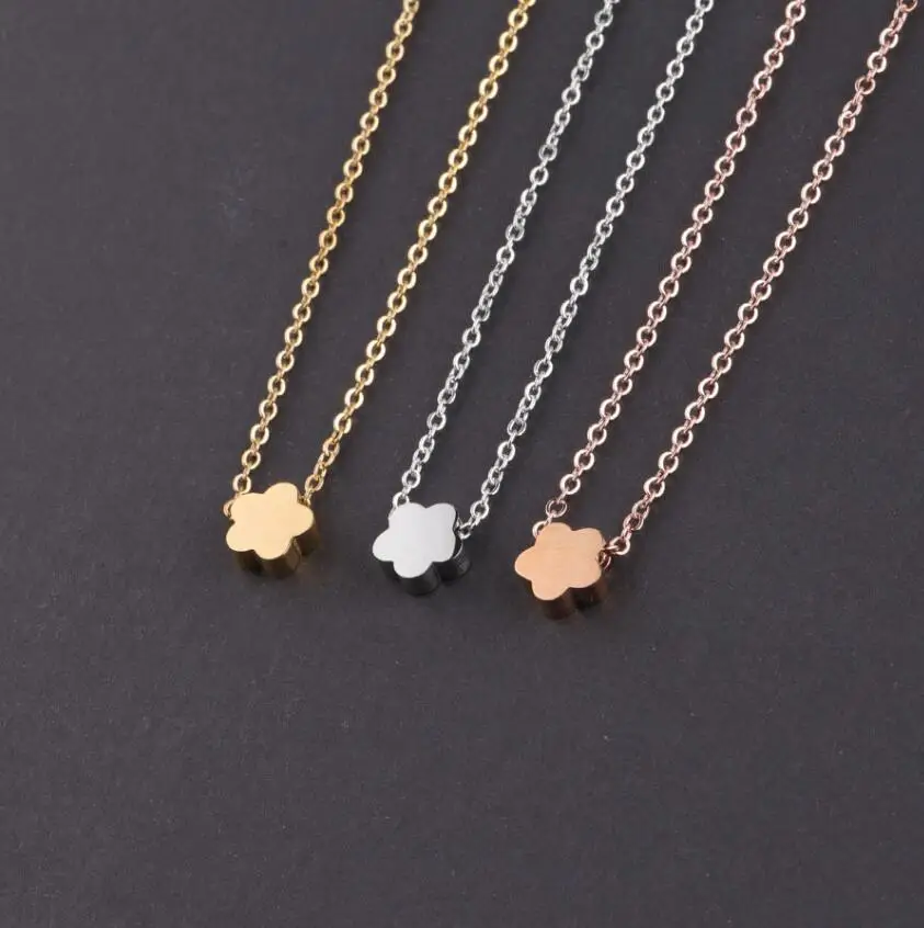 3 шт./лот ожерелье из маленьких цветочных бусин нержавеющей стали с цветком сливы