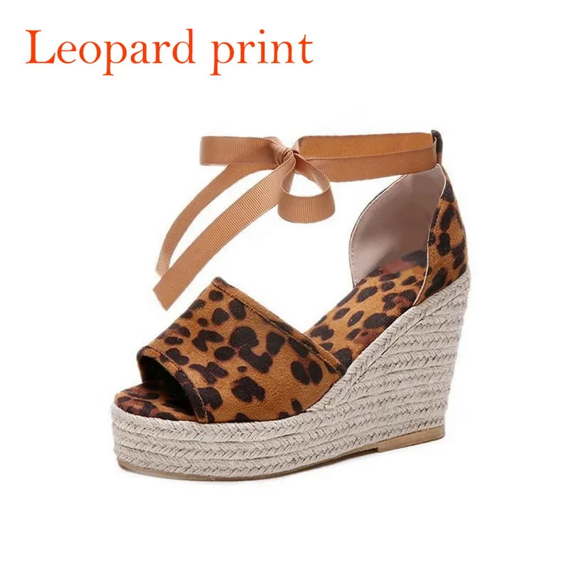 2-Leopard Для женщин; сезон лето; модная повседневная обувь на высоком каблуке, открытые сбоку туфли с закрытой пяткой в стиле ретро открытый носок платформы сандалии Sandalias Mujer - Цвет: 2-Leopard