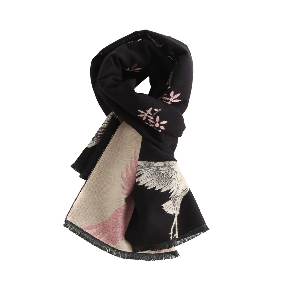 Женский длинный кашемировый шарф SELLWORLD зимний шерстяной в японском стиле кимоно