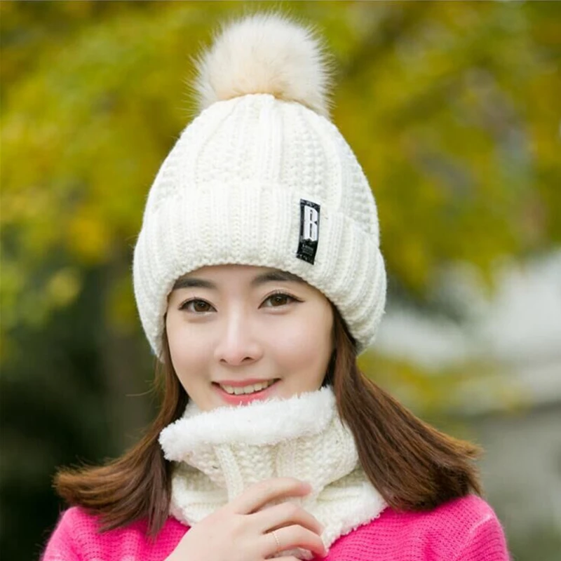 Женская зимняя шапка и шарф Tsuretobe комплект из 2 предметов теплые вязаные шапки для