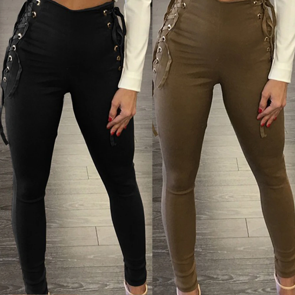 Шикарный женский сплошной цвет боковая Связывание молния сзади высокая Талия