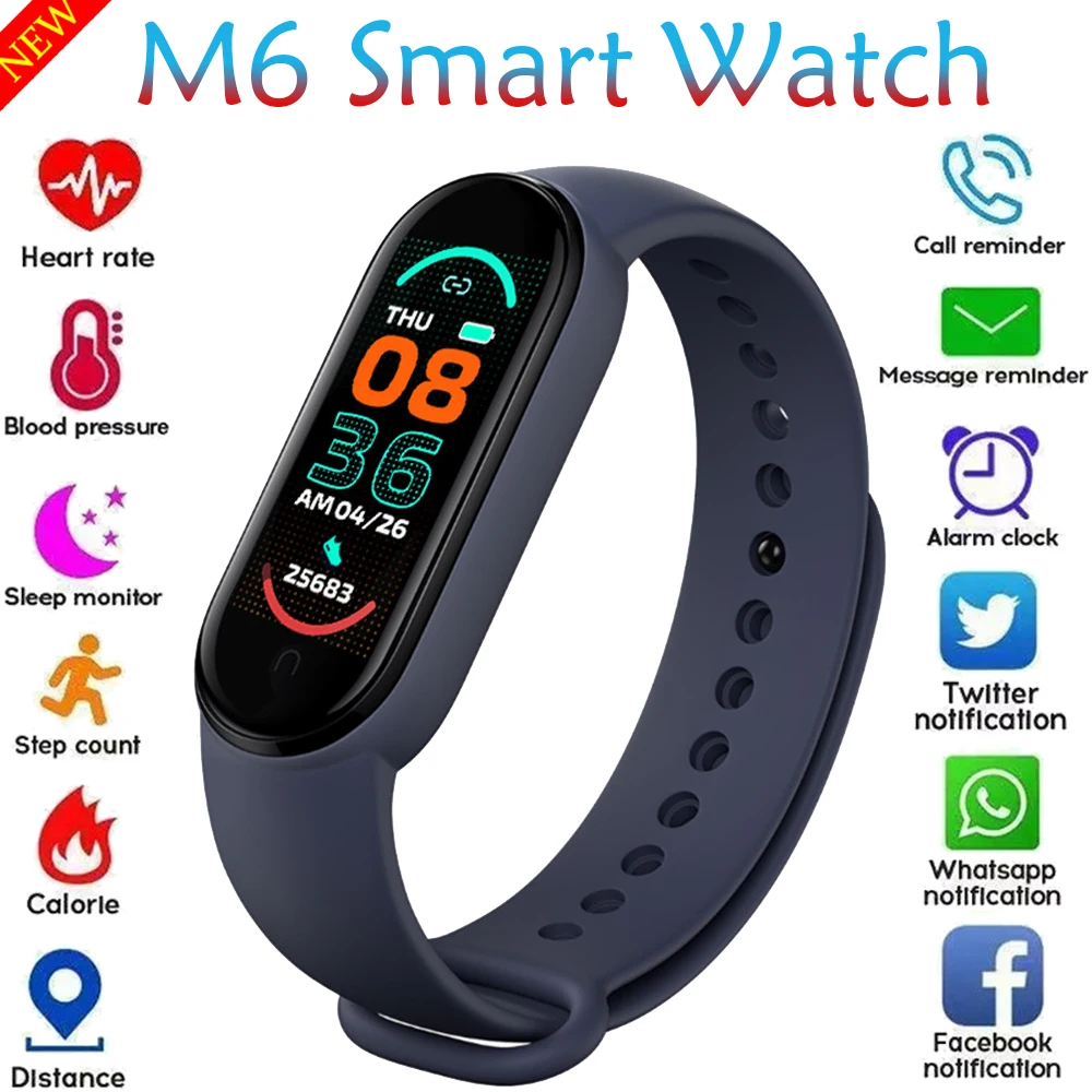 

2021 New M6 Smart Watches Sports Wristbands Smart Watch For Men and Women Heart Rate Blood Pressure Waterproof Smart Bracelets