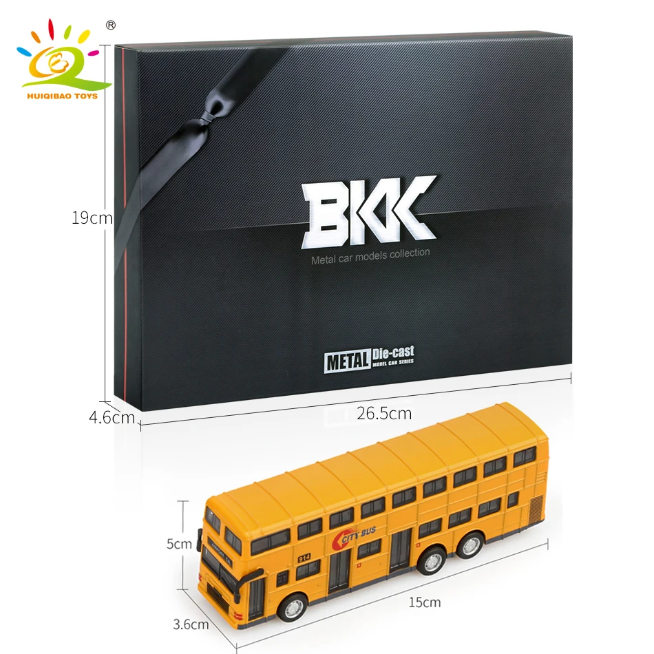 

4pcs 1:24 City Bus Diecasts Alloy Car Double Decker Tour Bus Pull Back Vehicle Collection Kids Gift for Children