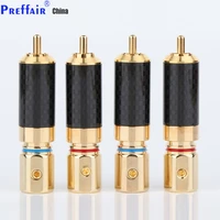 8pieces r1701 oem high quality gold plated carbon fiber rca plug connector screw locking rca audio plug