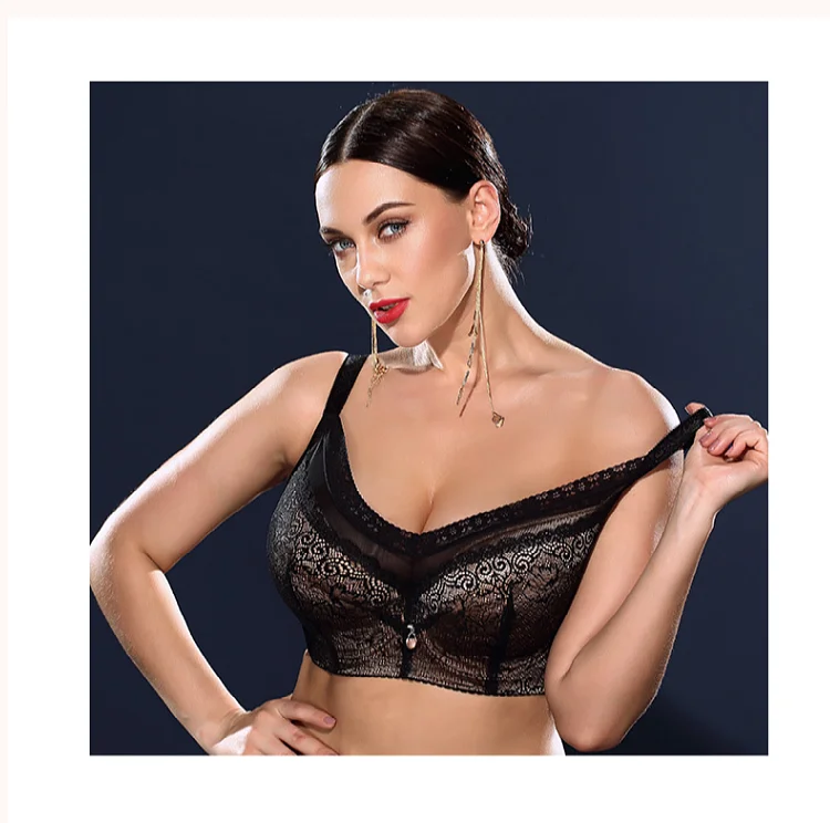 Plus Size Women Full Coverage Underwire Soft Wire Lace Embroidery Surpportive Minimizer Bra 34 36 38 40 42 44 46 C D E F G H I J