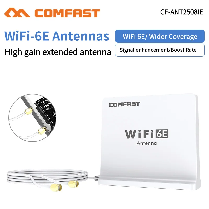 Antena Wifi 6E de alta ganancia, 5dbi, triple banda, 2,4 + 5 Ghz, SMA, omnidireccional, 1,5 M, Base de extensión, adaptador para enrutador AX210 AX200