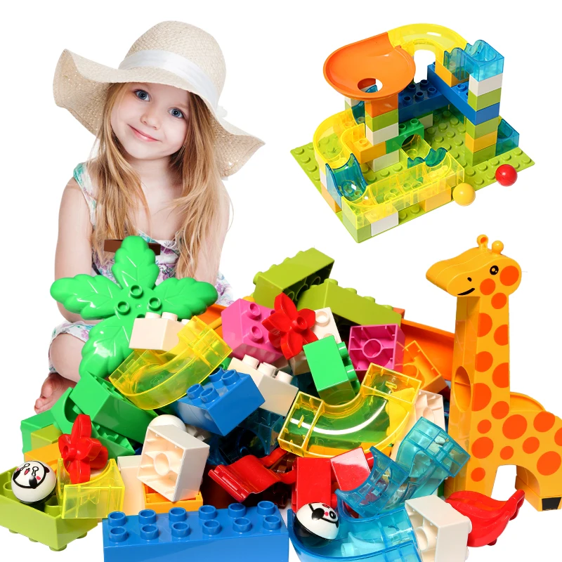 

Classic Big Size Building Block DIY Brick Parts Marble Race Run Maze Balls Track Funnel Toys for Children Kid