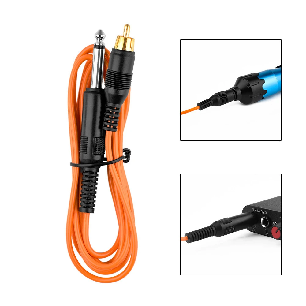 

173cm RCA Tattoo Hook Line Orange Silicone Tattoo DC Clip Cord Line Tattoo Machine Power Cord Supply Connection Tattoo Machine