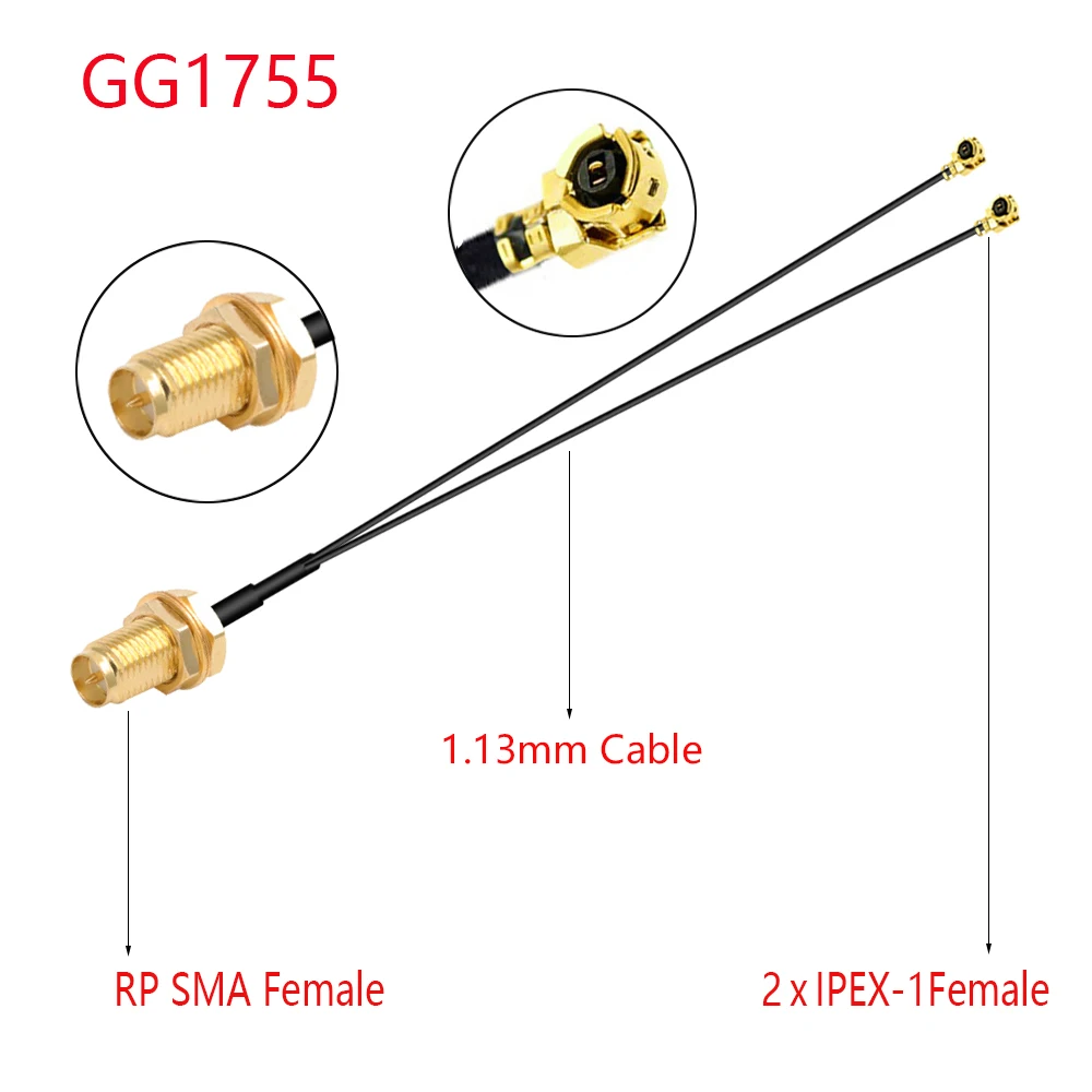 1PC SMA Female to Dual MHF4 IPEX1/4 IPX U.fl Y Type Splitter Combiner RF1.13 0.81 Pigtail RF Coax Extension Jumper - купить по