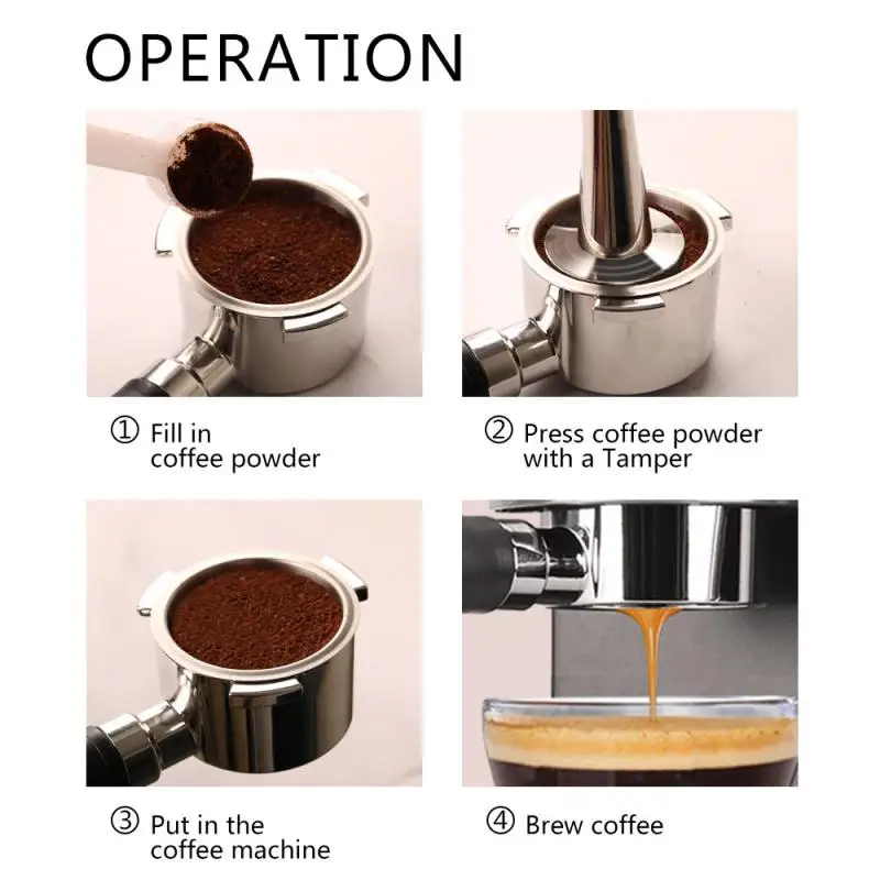 

Coffeware Sets Coffee Machine Modified Bottomless Handle 51mm Stainless Steel Three-ear Handle Hardware Filter Accessories