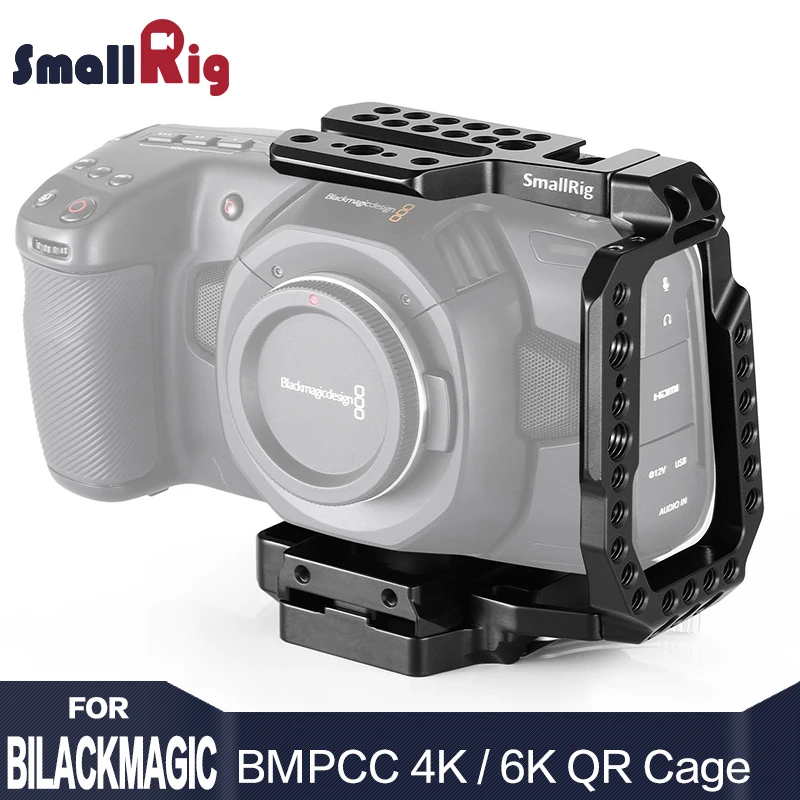 SmallRig BMPCC 4K быстросъемная клетка для камеры, половинная клетка для карманного кинокамеры Blackmagic, 4 K/6 K W/Manfrotto 501PL plate
