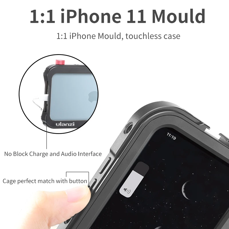 Ulanzi iPhone 11/iPhone 11 Pro/iPhone Pro Max металлическая видео клетка защитный чехол для