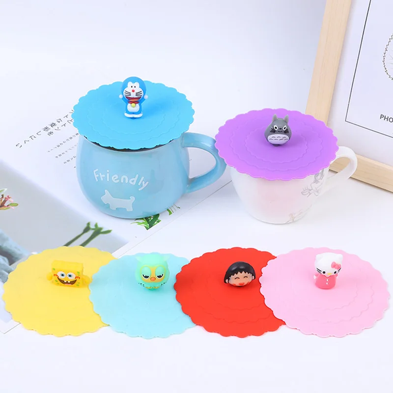 

Cartoon Silicone Cup Cover Dustproof Leakproof Tea Coffee Sealed Lids Cap Anti-dust Seal Suction Airtight Cup Reusable Tool