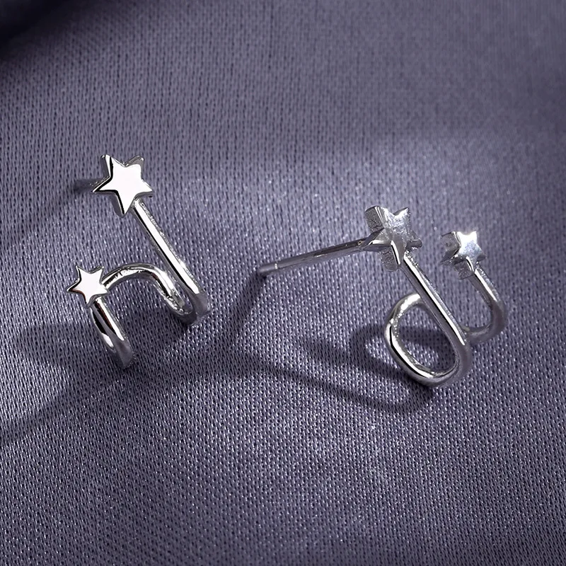 

Stylish Mini copper U-shaped stud stars earrings for sweet girls students