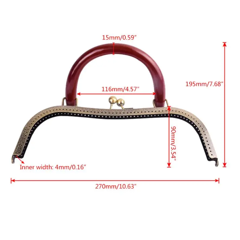 

27cm Retro Style Purse Frame Handle Antique Bronze Kiss Clasp Buckle DIY Tool