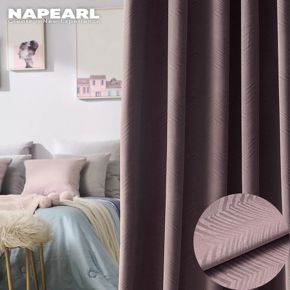 

NAPEARL 1 Piece 2021 New Jacquard Design Blackout Curtains Solid Color All Match for Living Room Window Curtain Balcony Decor